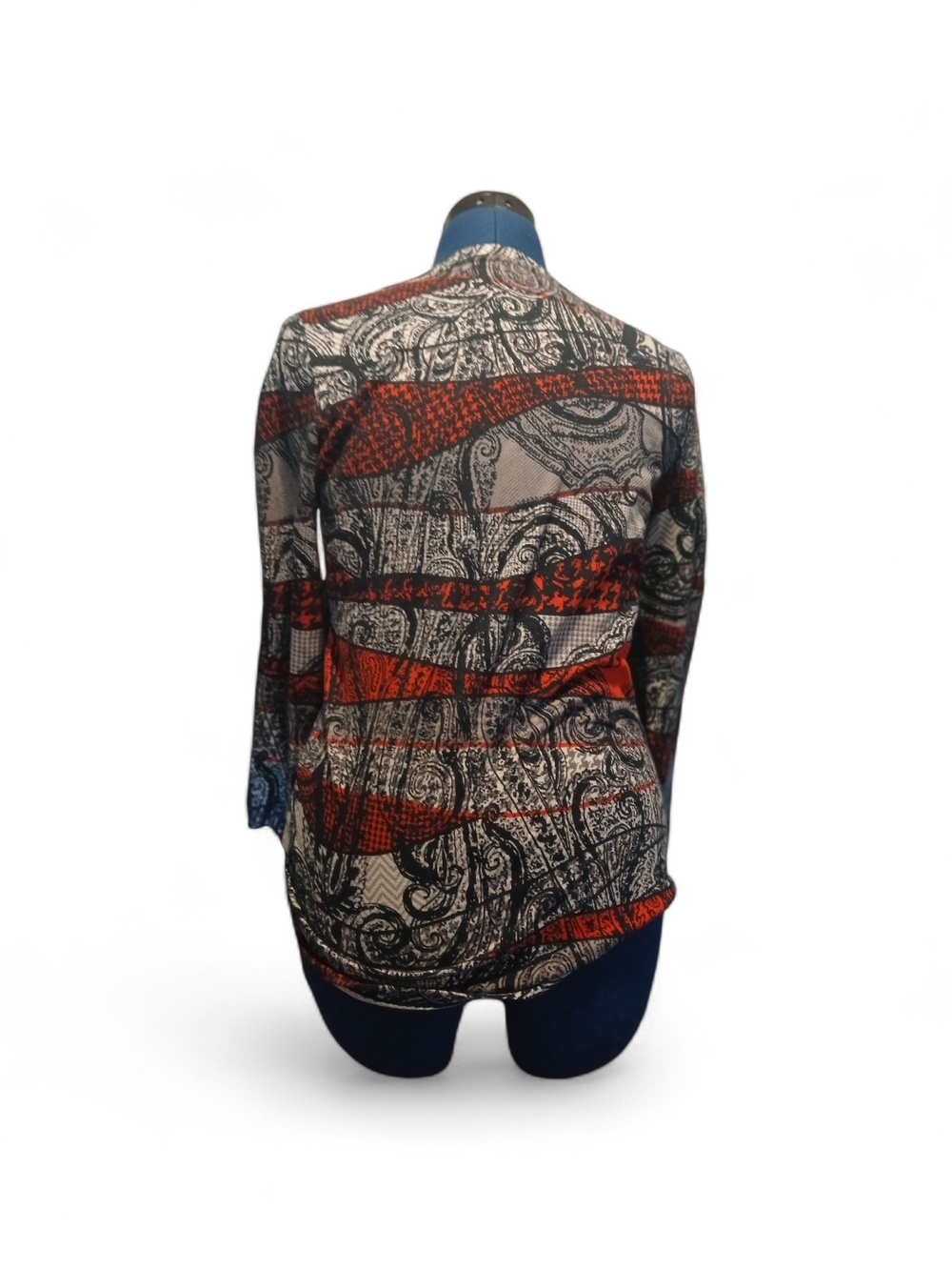 Hannah Red and Black Paisley-Stripe Long Sleeve Top - Picture 2 of 3